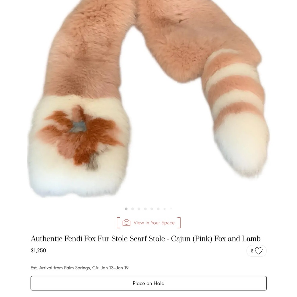Fendi Pink and White Fox Fur Stole